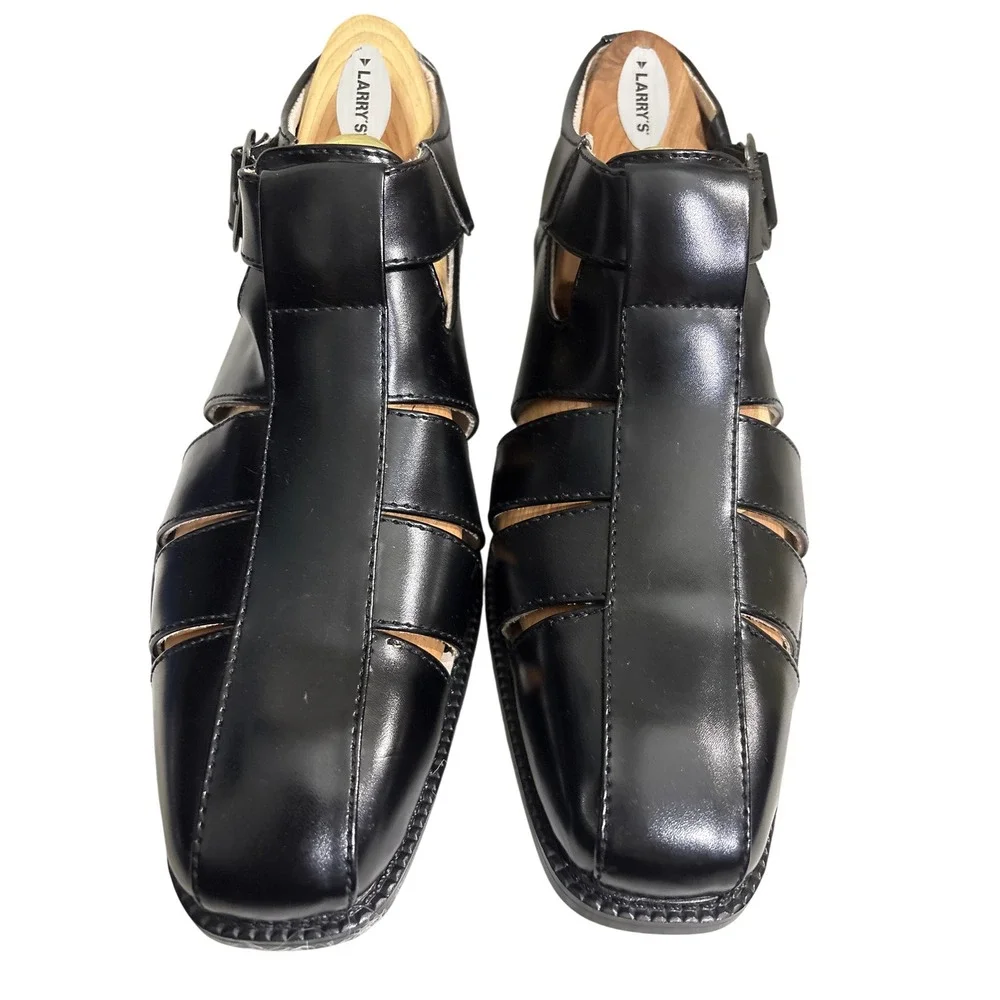 Stacy Adams Mens Black Leather Fisherman Sandals Square Toe Buckle Y2K 25112 12
